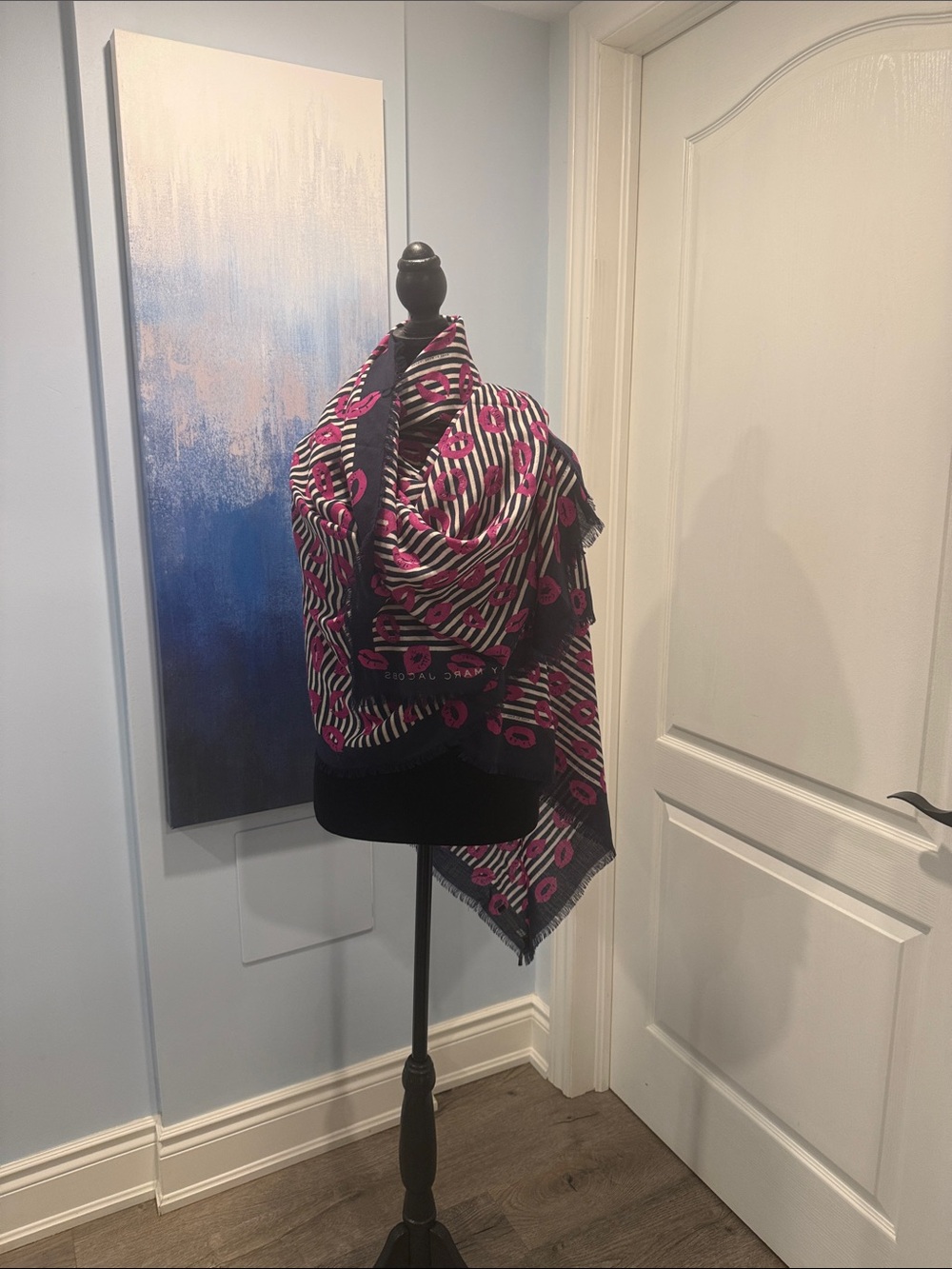 Marc By Marc Jacobs Pink and Black Patterned Shawl